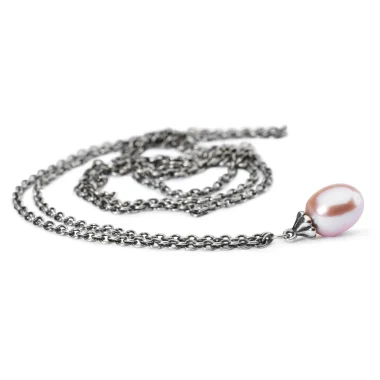 COLLANA D'ARGENTO CON PERLA ROSA