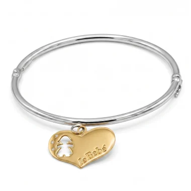 Le Bebé - Bracciale in oro bianco e giallo 18KT con diamanti naturali - Sagoma bimba