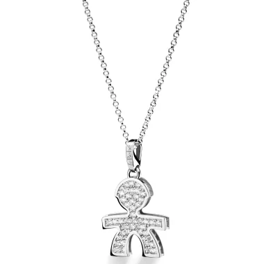 Le Bebé - Collana con ciondolo bimbo oro bianco e diamanti