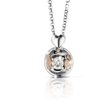 Le Bebé - Collana con ciondolo oro bianco/rosa e diamante
