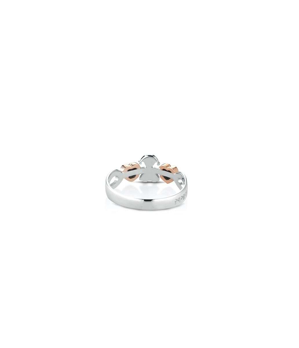 Le Bebé - Anello girocuore in oro bianco/rosa e diamanti con sagoma bimba - immagine 2