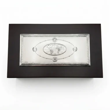 Scatola portaorologi 4 posti legno e argento 925